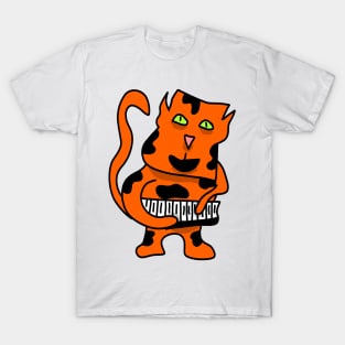 orange cat playing piano T-Shirt